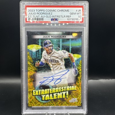 2023 Topps Cosmic Chrome Julio Rodriguez Auto Gold #44/50 PSA 10 JERSEY MATCH
