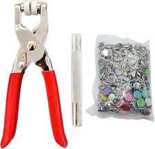100 Pairs Snap Button Kit 5-Claw Buckle with Plier Alloy Stick for Sewing Craft