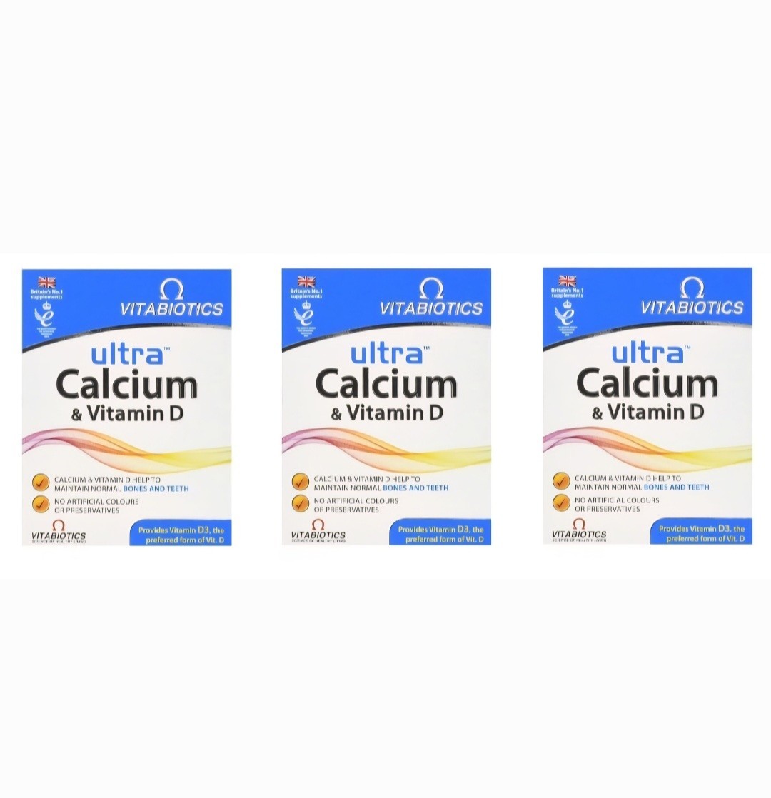 3 Packs of Ultra Calcium and Vitamn D Tablets Vitabiotics Ultra 30 Each 90 Tatal