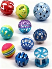 10-Pack Cat Toy Balls with Bell for 1.5'' - 2.2'', 10-Pack, Assorted Colors