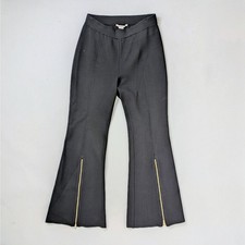 STELLA MCCARTNEY IT 44 Flared Stretch Pants Black Gold Zip Ankle Athleisure