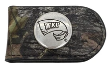 WKU Hilltoppers Genuine Leather Money Clip-Camo by Enmon-New in Tin