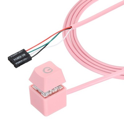 PC Power Button Extention with 70'' Cable External Power Switch, Pink