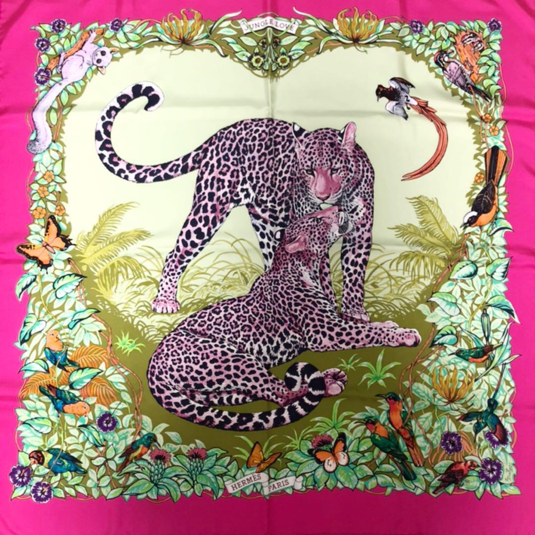 Hermes Scarf Jungle Love by Robert Dallet 90 cm Silk pink