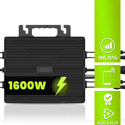 1600W Mikro Wechselrichter WiFi/Bluetooth/VDE mit 5M AC Kable + 4* 1M MC4 DC Kab