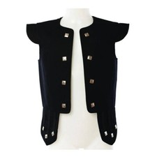 Men's Black Jacobite Kilt Vest - Scottish Sheriffmuir Doublet Kilt Waistcoat