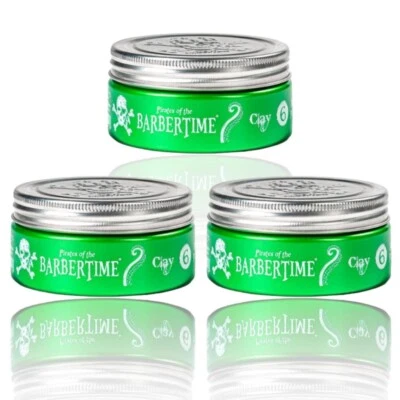 BARBERTIME Hair Styling Matte Pomade Wax | Clay Green No6 150ml ( Pack Of 3 )