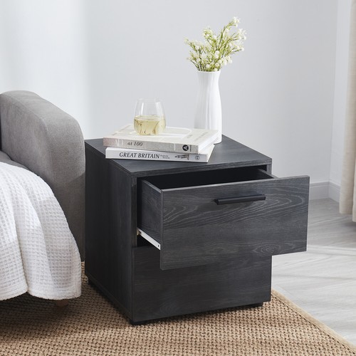 Nightstand with 2 Drawers for Bedroom Storage,Wood End Table Essential Furniture - Picture 9 of 12
