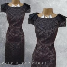 PER UNA M&S Bronze Jacquard Evening Cruise Cocktail Suit Dress Size 10 UK