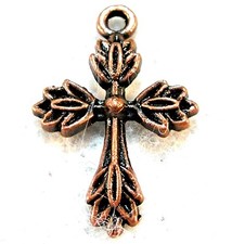 50Pcs. WHOLESALE Tibetan Antique Copper CROSS Charms Pendant Earring Drops Q0596