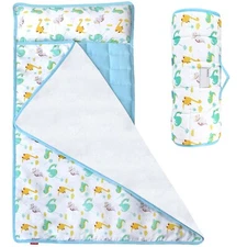Moonsea Nap Mat for Toddlers Dinosaur with Pillow and Fleece Minky Blanket, L...