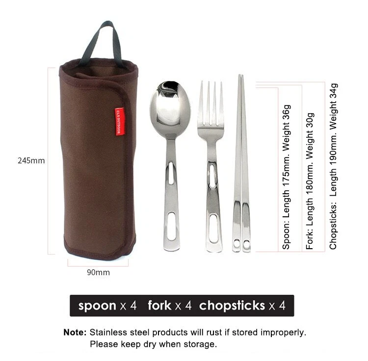 Outdoor Travel Portable Tableware Set Camping Barbecue Spoon Chopsticks Fork - Image 2 of 4