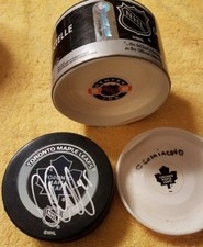 Carlo Colaiacovo TORONTO MAPLE LEAFS Signed official game puck vintage NHL