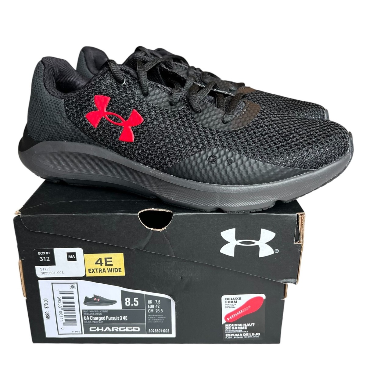 Under Armour Charged Pursuit 3 Size 8.5 4E Wide Men's Athletic