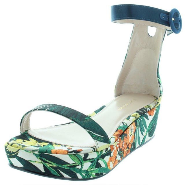 green platform sandals