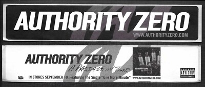 AUTHORITY ZERO Rare 2002 SET OF 2 PROMO STICKER DECAL 8x1.5 for Passage CD MINT