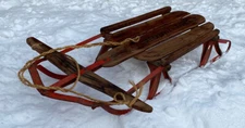1950s Sears Happi Time Flying Arrow Wood & Metal Snow Sled