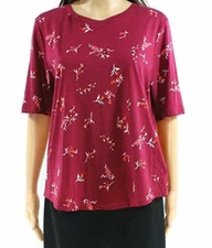 Lauren by Ralph Lauren Womens Small Floral Print Top Red S