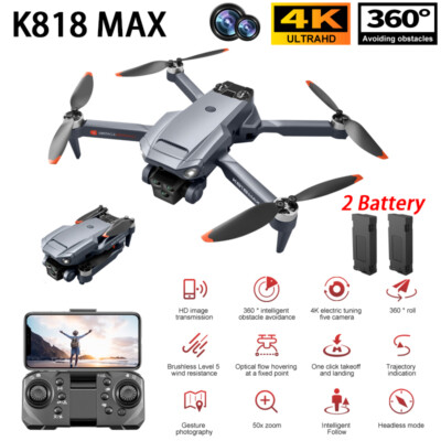 K818 MAX RC Drone WIFI FPV 4K HD Dual Camera 360° Obstacle