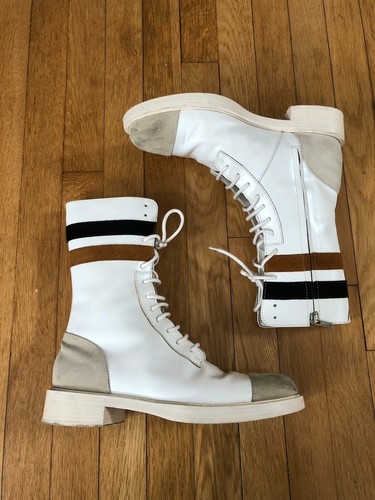 Contrast Stripe Runway Combat Boots | eBay
