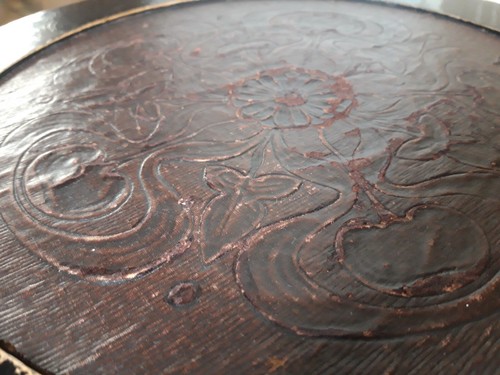 hübscher Jugendstil Klavierhocker Sitzfläche floral wohl um 1900/10 - Bild 6 von 15