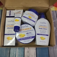 6 Pack SADOER Evening Vitamin E & Primrose Serum, Lotion, Gel,2 Creams, Cleanser