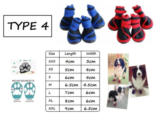 4 Designs Pet Dog Shoes Puppy Cat Shoes Boots Waterproof Anti-Slip Paw Protector - Picture 9 of 9