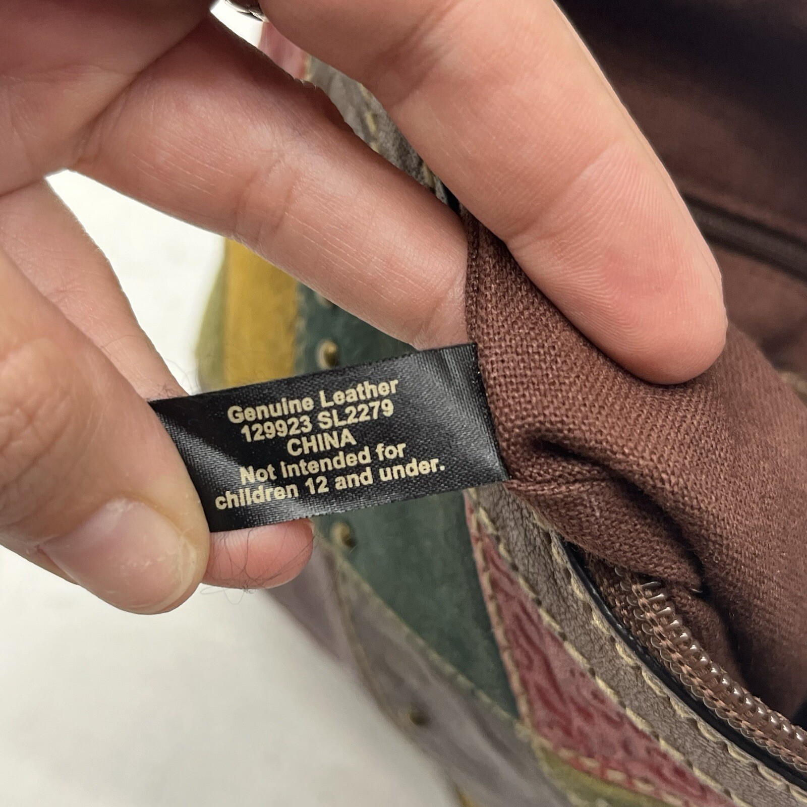 Fossil Multicolor Patchwork Suede with Tooled Flo… - image 12