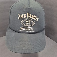 Vintage JACK DANIELS Whiskey Mesh Trucker Hat Cap Black Snapback Adjustable