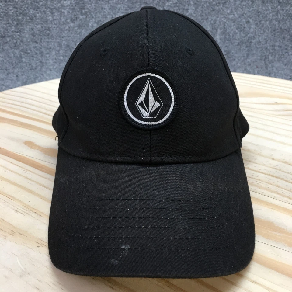 Volcom Baseball Cap Mens Black S-M Fitted Curved Brim Embroidered Logo Cotton - Image 2 of 4