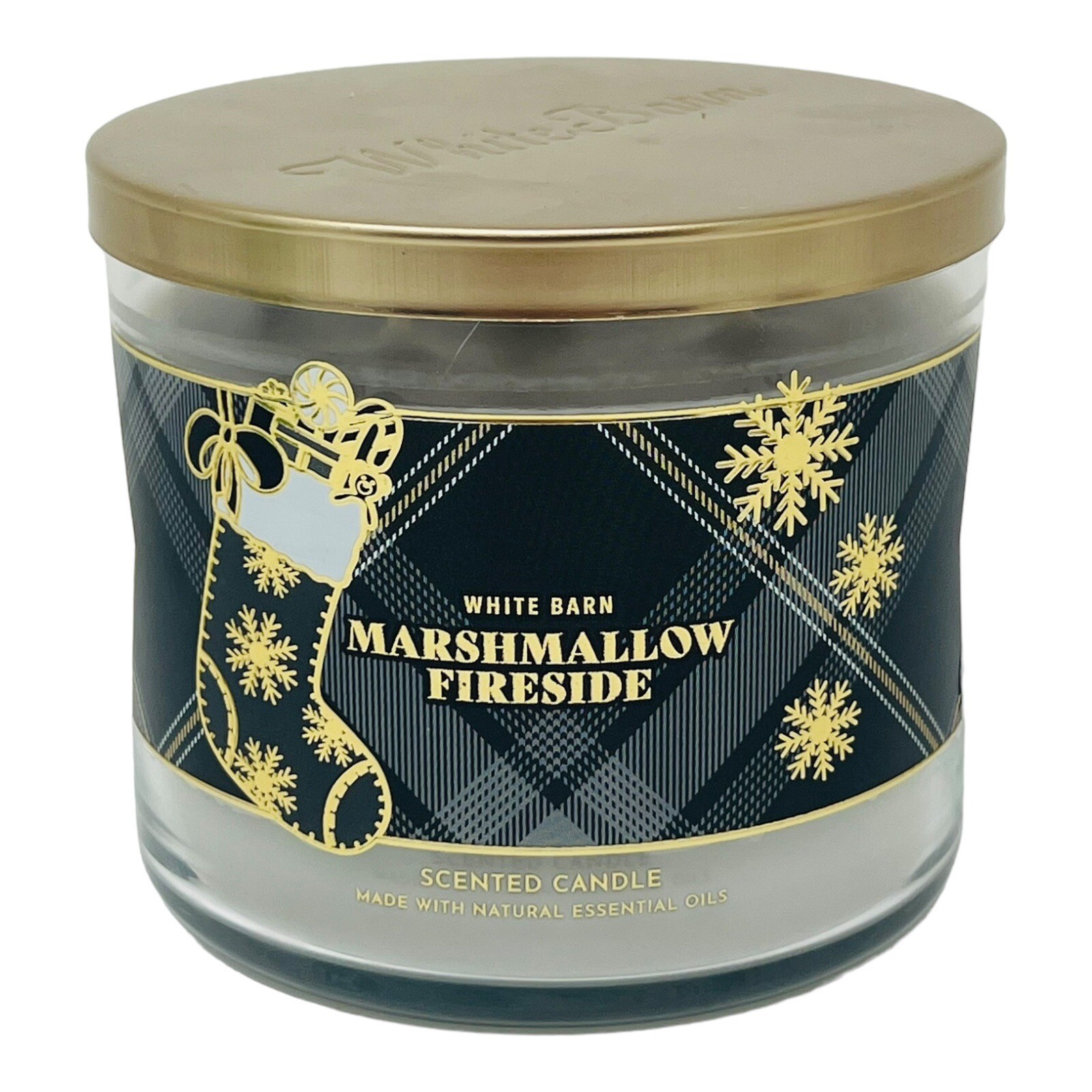 BATH & BODY WORKS WHITE BARN MARSHMALLOW FIRESIDE 3 WICK 14.5 OZ
