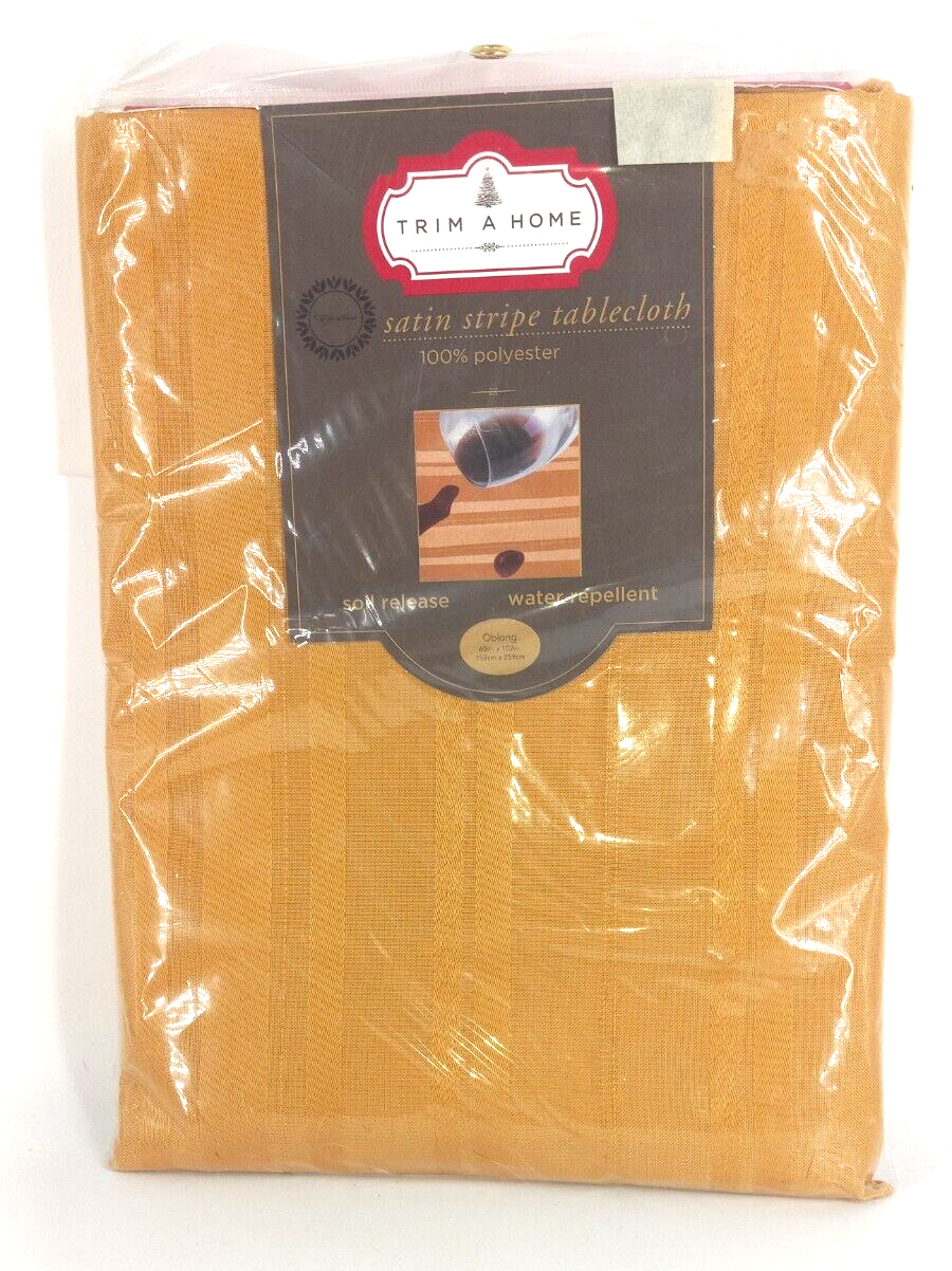 TRIM A HOME New Satin Stripe Polyester Tablecloth Oblong 60X102