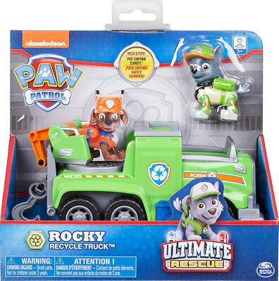 PAW Patrol 6053378 - Kinder Ultimate Rescue Recycle LKW Fahrzeug - Figur Rocky