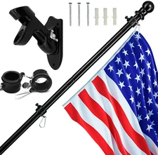 For House Porch 6FT Flag Pole Kit Heavy Duty + Bracket With 2Rotating Rings New