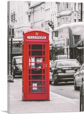 ARTCANVAS London England Red Telephone Kiosk Rectangle Canvas Art Print