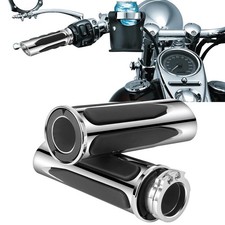 Chrome 25mm 1 Inch Motorcycle Grips CNC Handlebar Grips Electronic Throttle C...