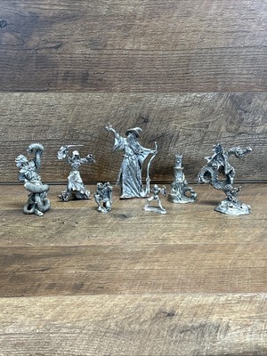 [Lot Of 7] *RARE* 1980's Gallo Pewter Mythical Figurines-Wizards-Dragons & More