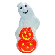 Light Up Ghost and Pumpkin Halloween Decoration, Blow Molded Plastic