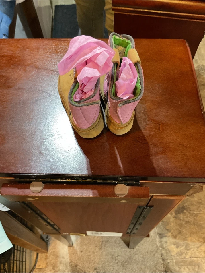 Bota Berço John Deere Johnny Popper Rosa Infantil Meninas Tamanho 2 Parte Superior de Couro - Imagem 2 de 4