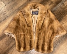 Vtg Chas L Tink Mink Fur Stole Caplet Shrug Classic 50s Evening Wrap Richmond VA