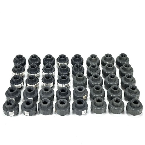 Lot of 40 3/4" Schedule 80 PVC Threaded Union Fittings B&K Spears Charlotte NOS