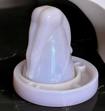 RARE! Vintage Mosser Pink Opalescent Bottoms Up Shot Glass And Coaster Set MINT!