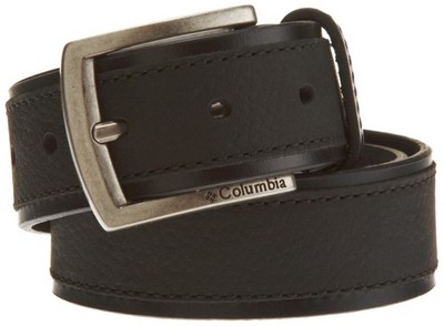 New Columbia Mens Black 1.5'' Wide Grain Leather Trim Inlay Genuine Leather Belt
