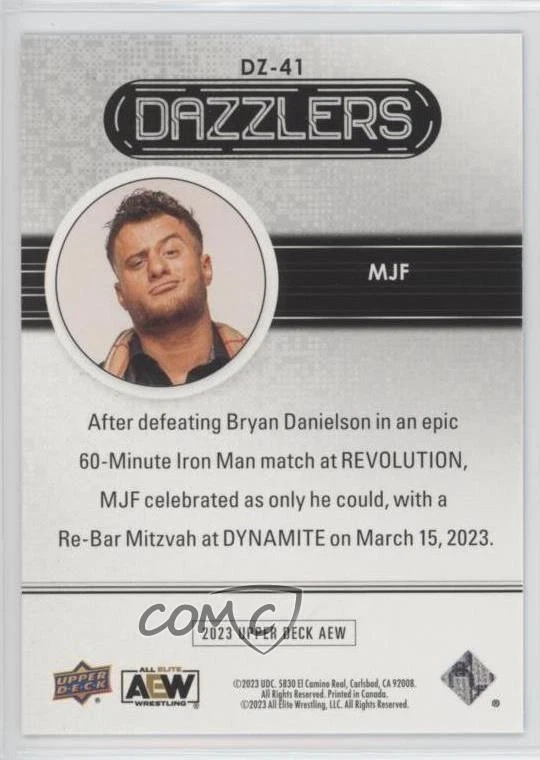 2023 Upper Deck AEW All Elite Wrestling Dazzlers Blue MJF #DZ-41 - Image 2 of 2