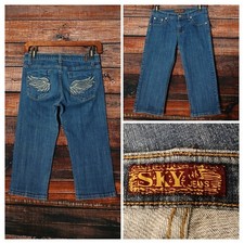 SKY Capri Jeans 5 6 Embroidered Angel Wing Lo...