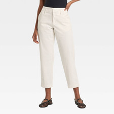 High-Rise Tapered Ankle Chino Pants - A New Day  Off-White Twill 27.5" Size 6