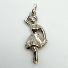 Vintage 925 Sterling Silver Ballerina Charm Pendant
