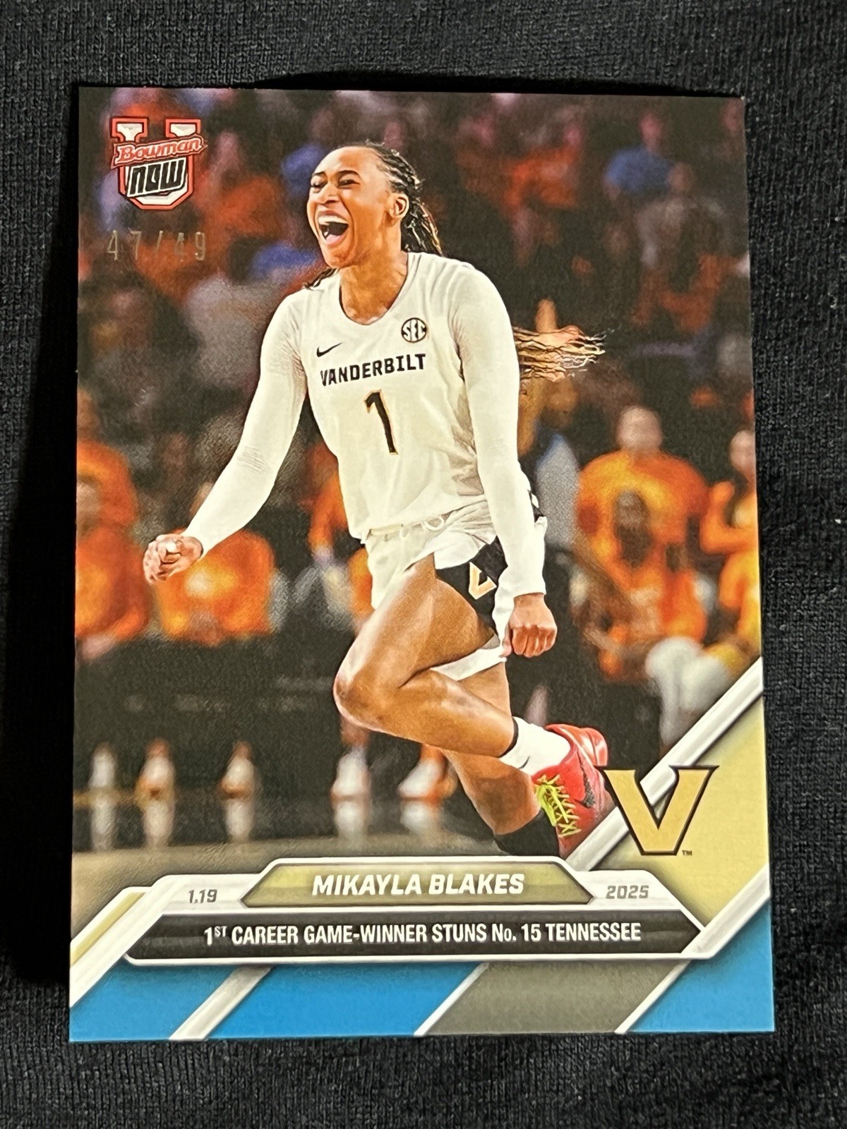 2024-25 Bowman U Now Topps #50 Mikayla Blakes Blue Parallel Card #d /49
