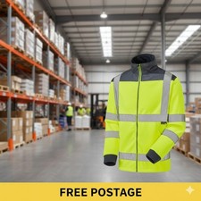 Hi Vis Fleece Jacket Warm Safety Coat 2 Tone Yellow NAVY Zip 2 Side Pockets