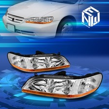 For 98-02 Honda Accord Chrome Housing Headlight Amber Signal Lamps Replacement